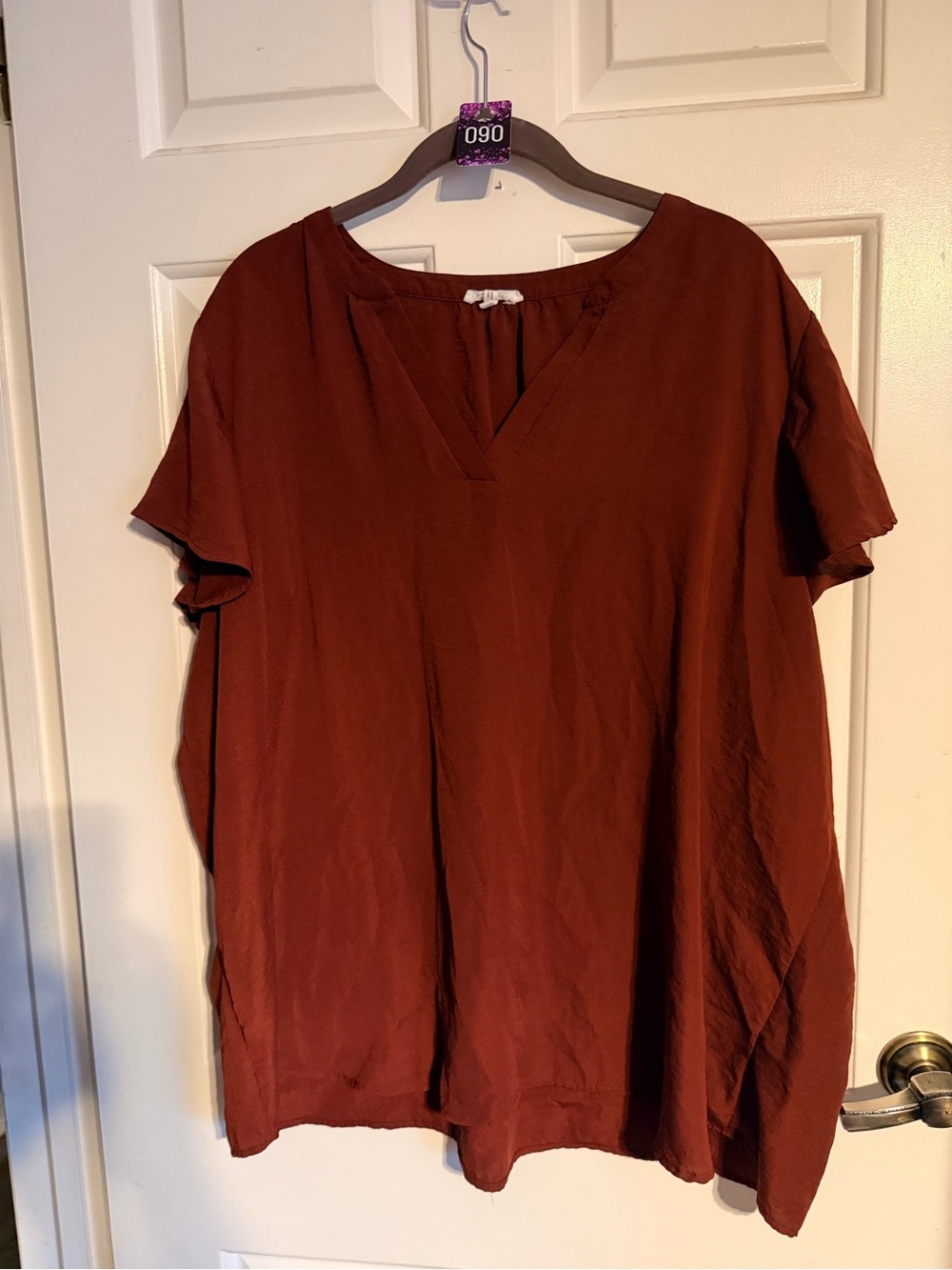 Maurices Rust Short Sleeve V-Neck Tunic